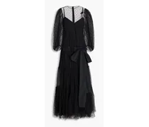 Bow-detailed taffeta and point d'esprit maxi dress - Black
