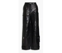 Distressed leather cargo pants - Black