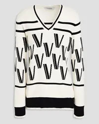 Valentino Garavani Jacquard-knit wool and cashmere-blend sweater - White White