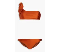 One-shoulder buckled bikini - Red