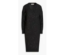 Sequin-embellished wool-blend dress - Gray