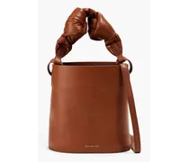 Knotted leather bucket bag - Brown