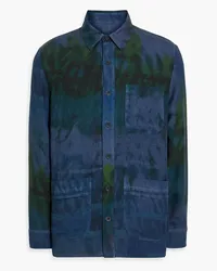 120% Lino Tie-dyed linen overshirt - Blue Blue