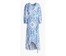 Taylor wrap-effect paisley-print woven midi dress - Blue