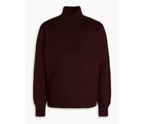 Ribbed wool turtleneck sweater - Burgundy