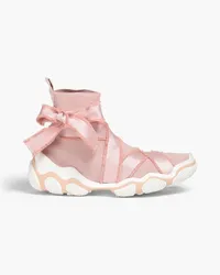 RED Valentino Bow-detailed stretch-knit high-top sneakers - Pink Pink