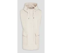 Bead-embellished shell hooded vest - White