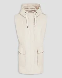 Brunello Cucinelli Bead-embellished shell hooded vest - White White