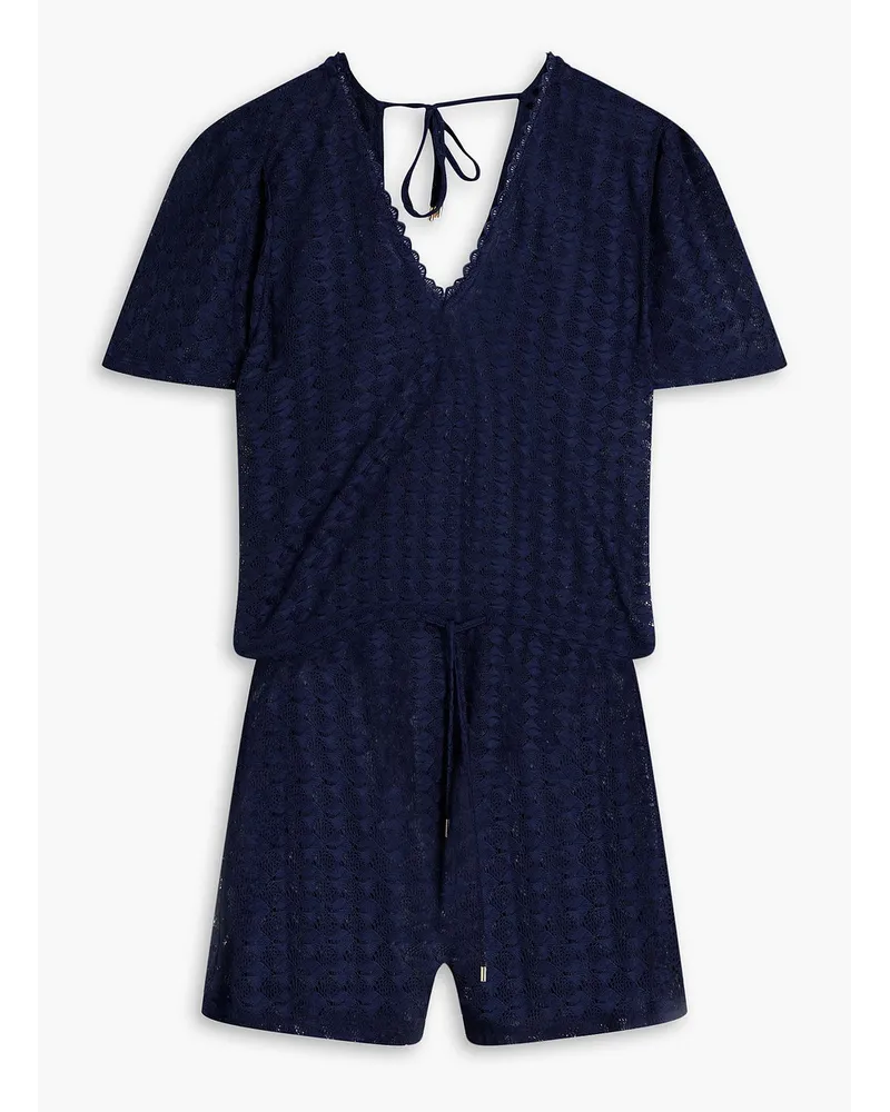 Melissa Odabash Lola crochet-knit playsuit - Blue Blue