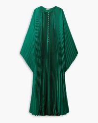 SEMSEM Crystal-embellished plissé-satin maxi dress - Green Green