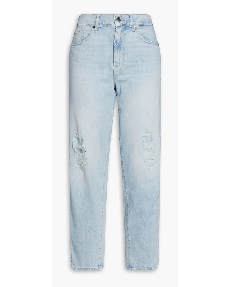 The Modern distressed high-rise straight-leg jeans - Blue