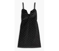 Crystal-embellished cotton-blend velvet mini dress - Black