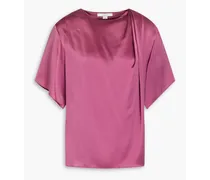 Draped silk-satin crepe blouse - Purple