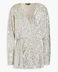 Maje Sequined tulle playsuit - Metallic Metallic