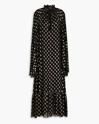 Etro Cape-effect metallic silk-blend jacquard maxi dress - Black Black