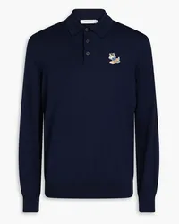 Kitsuné Logo-appliquéd wool polo sweater - Blue Blue