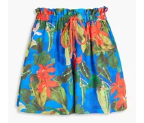 Alice Olivia - Alaine floral-print satin shorts - Blue