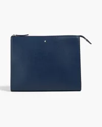 Montblanc Sartorial Clutch textured-leather pouch - Blue - OneSize Blue