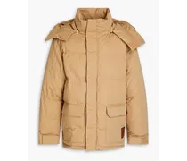 Logo-appliquéd quilted cotton hooded jacket - Neutral