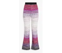 Crochet-knit cotton-blend flared pants - Purple