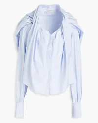 palmer//harding Twisted striped cotton-poplin shirt - Blue Blue