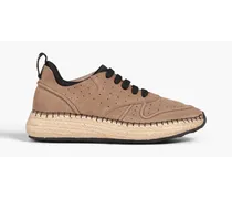 Perforated suede sneakers - Neutral