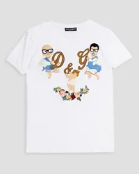 Dolce & Gabbana Appliquéd cotton-jersey T-shirt - White White