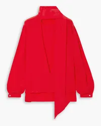 Victoria Beckham Tie-detailed silk crepe de chine blouse - Red Red