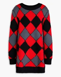 Huishan Zhang Patchwork-effect ribbed wool sweater - Red Red