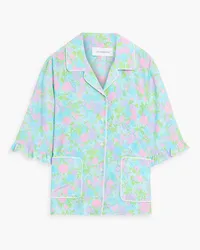 LES RÊVERIES Floral-print silk-crepe shirt - Blue Blue