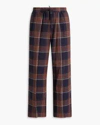 LE 17 SEPTEMBRE Checked cotton-blend seersucker drawstring pants - Brown Brown