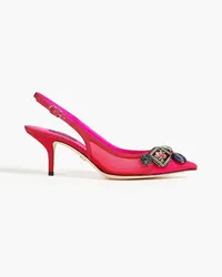 Dolce & Gabbana Crystal-embellished tulle slingback pumps - Pink Pink