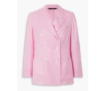 Double-breasted silk, cashmere and linen-blend blazer - Pink