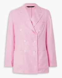 Brioni Double-breasted silk, cashmere and linen-blend blazer - Pink Pink