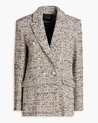 Maje Button-embellished metallic bouclé-tweed blazer - Pink Pink