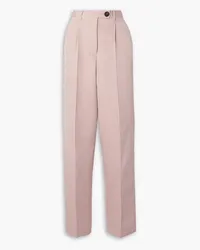 Peter Do Paneled pleated faille straight-leg pants - Pink Pink