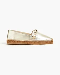 Jimmy Choo Dru embellished metallic leather espadrilles - Metallic Metallic