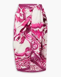 Dolce & Gabbana Frayed printed cotton-voile pareo - Purple Purple