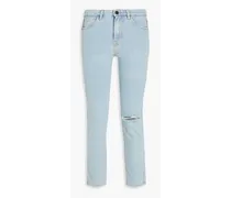 Distressed high-rise skinny jeans - Blue