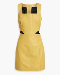 Walter Baker Gemini cutout leather mini dress - Yellow Yellow