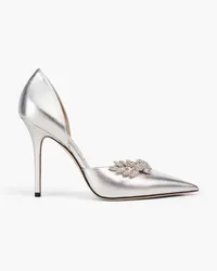 Jimmy Choo Crystal--embellished metallic leather pumps - Metallic Metallic