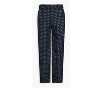 Lionel two-tone printed satin-twill pants - Blue