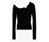 Flay one-shoulder cutout crochet-knit top - Black