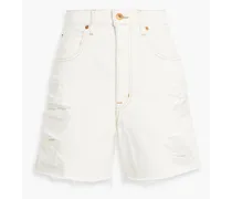 Dakota distressed denim shorts - White