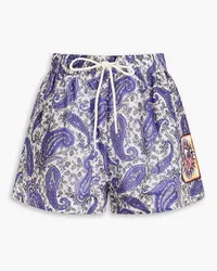 Zimmermann Devi appliquéd paisley-print silk shorts - Blue Blue