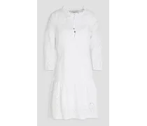 Gathered broderie anglaise cotton mini dress - White