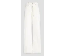 Belted high-rise wide-leg jeans - White