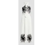 Twist-front printed crepe maxi dress - White