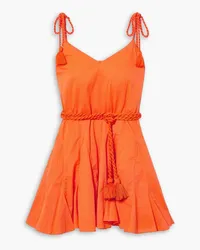 RHODE Casey belted cotton-voile mini dress - Orange Orange