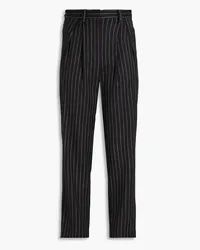 IRO Pleated pinstriped wool-blend tapered pants - Black Black